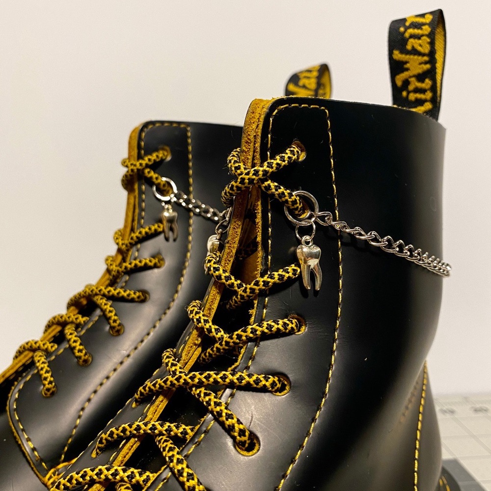 Silver Teeth Anklet Charm Chain for Boots & Skates